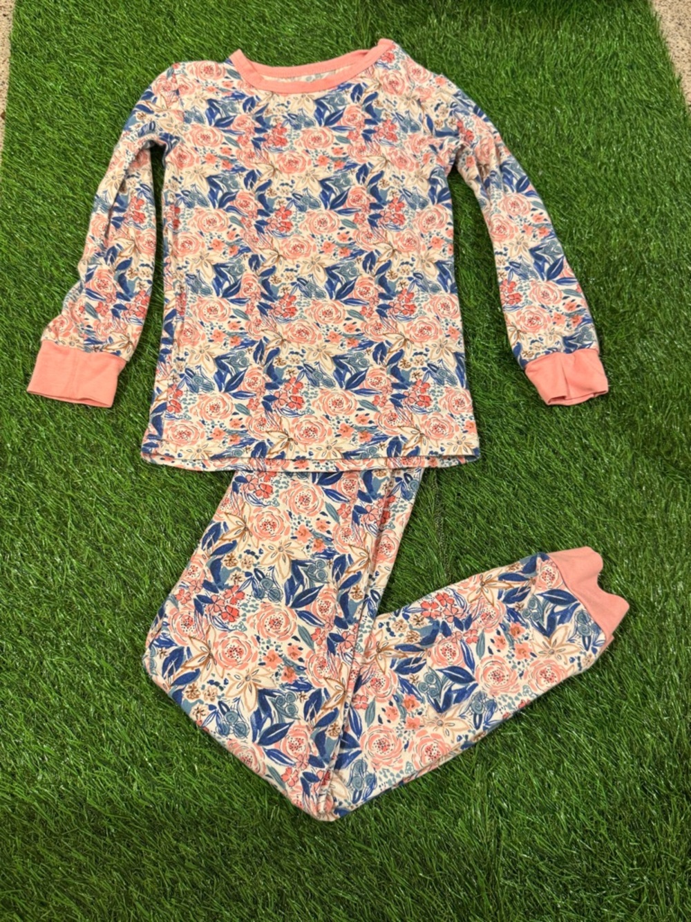 Magnetic Me Pink and Blue Floral Long Sleeve Pajama Set
